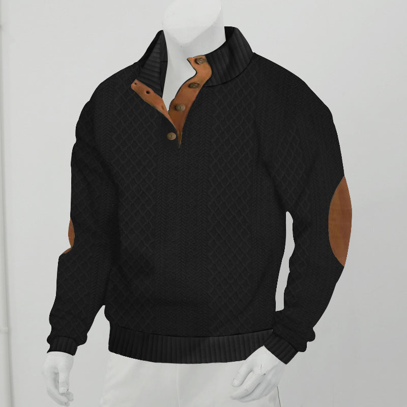 Stand Collar Long Sleeve Jacquard Knitted Pullover Sweater for men