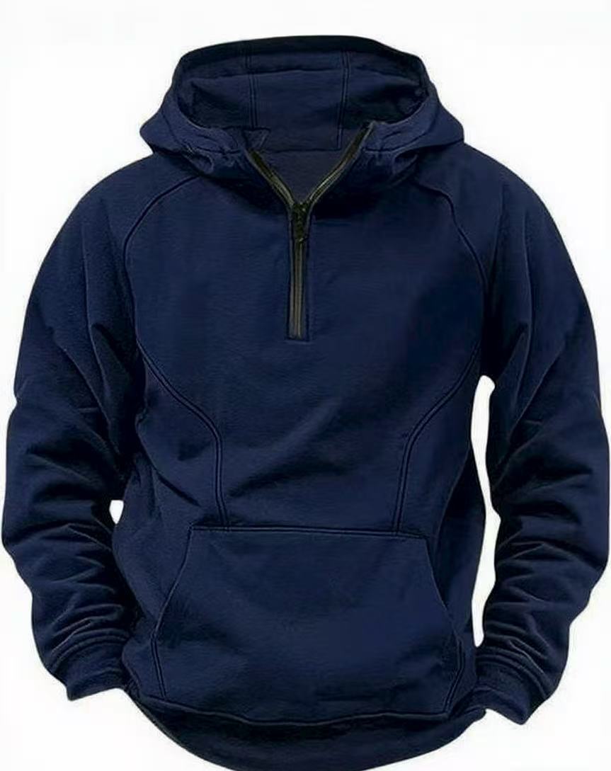 Hooded Retro Solid Color Distressed Sweater Long Sleeve Coat for men