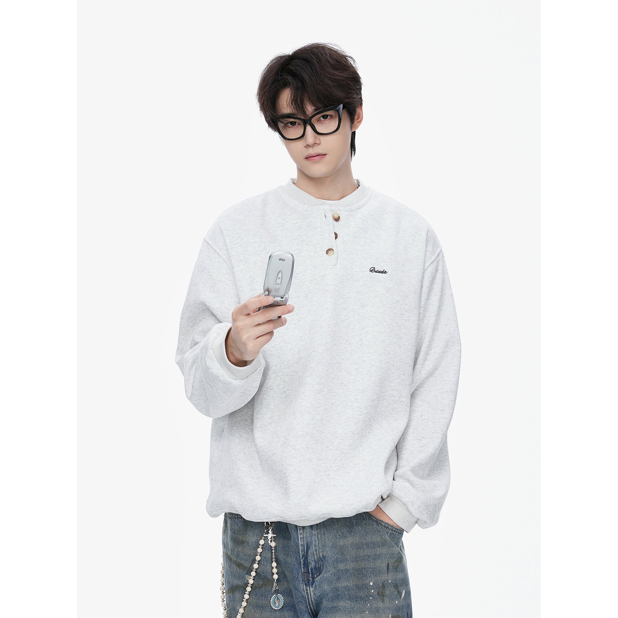 Henry Collar Sweater Men's Loose Pullover Coat