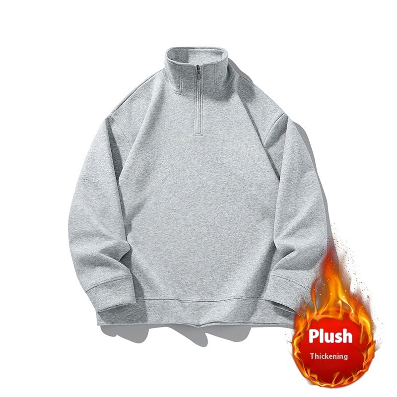 Fleece-lined Half Zipper Polo Shirt Sweater