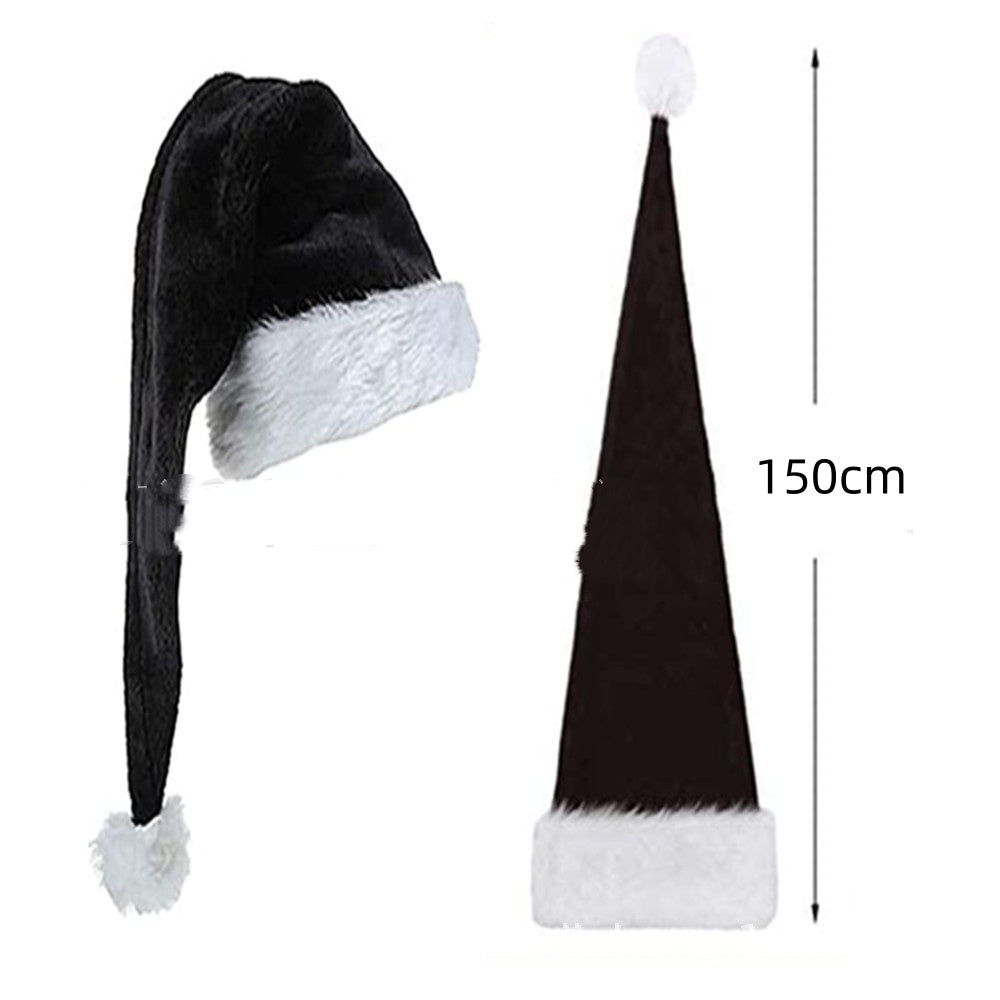 Extra Long Christmas Santa Hat Plush Christmas Decorations White Xmas Claus Cap for Party Costume