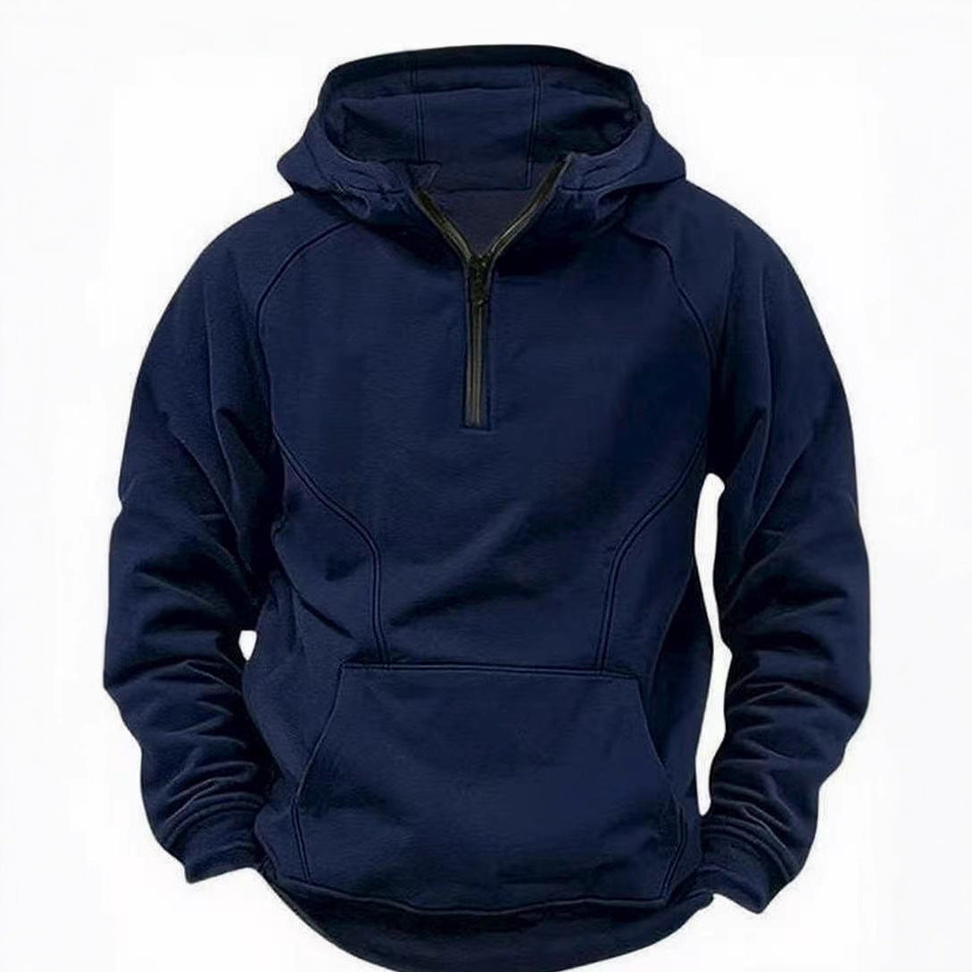 Hooded Retro Solid Color Distressed Sweater Long Sleeve Coat for men