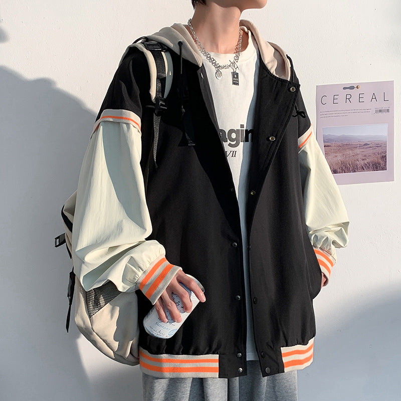 Multi Panel Bomber Hooded Oversize Boy Jacket