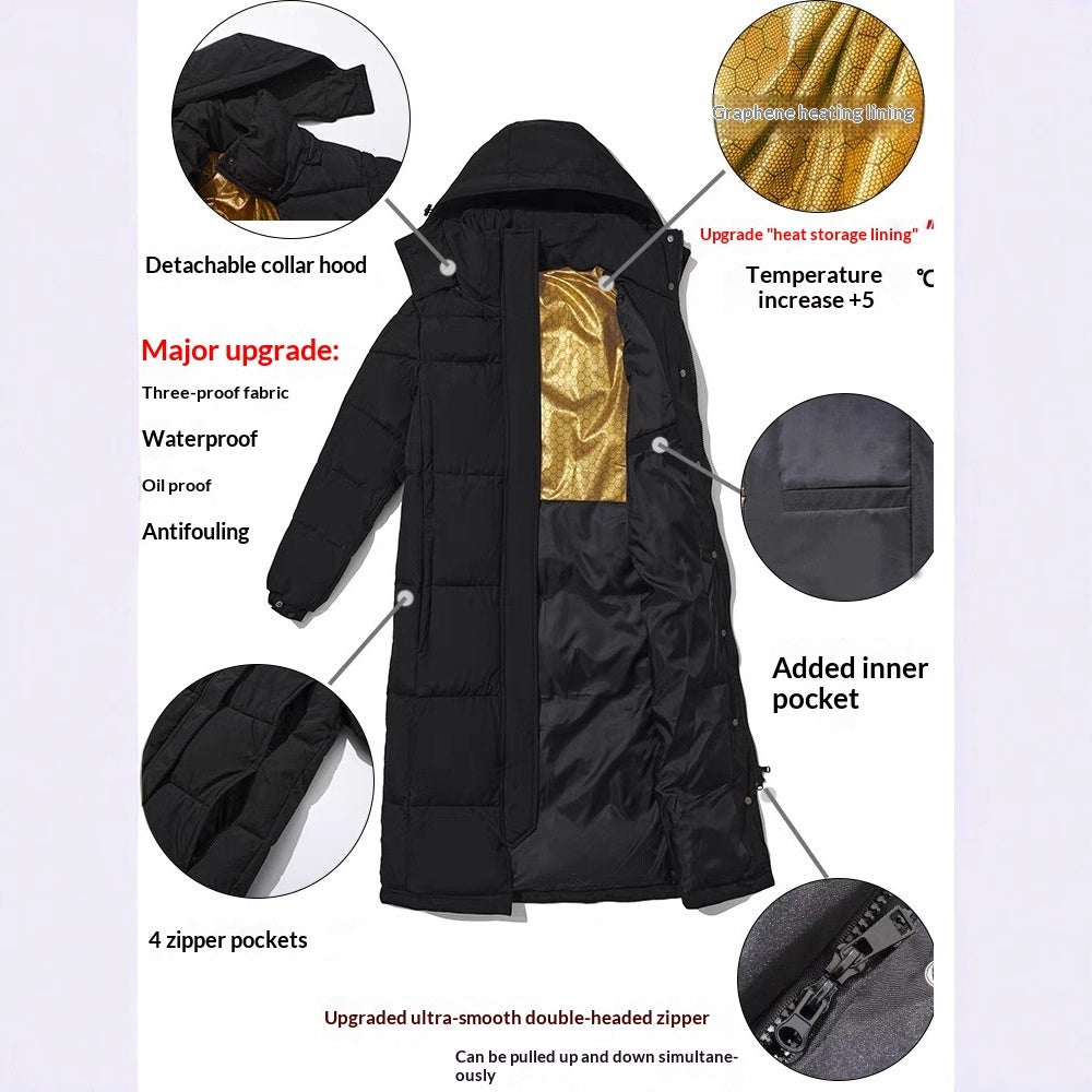 women Over-the-knee Padded Jacket hooded jacket