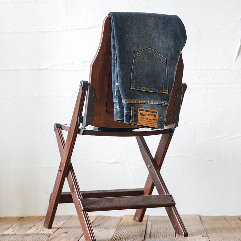 Tooling Retro Tattered Jeans Washed Cropped Pants for men