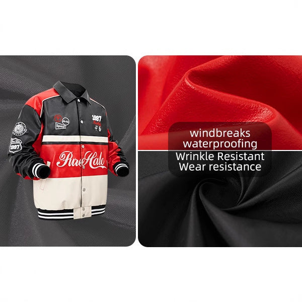 Leather Disc Style Coat Loose Windproof