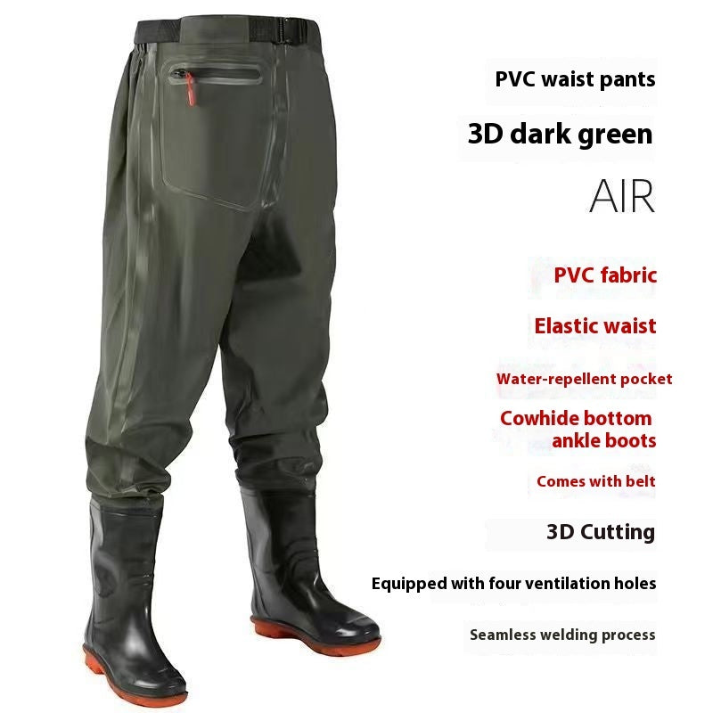 Q3Y Waders One-piece Belt Rain Boots for men