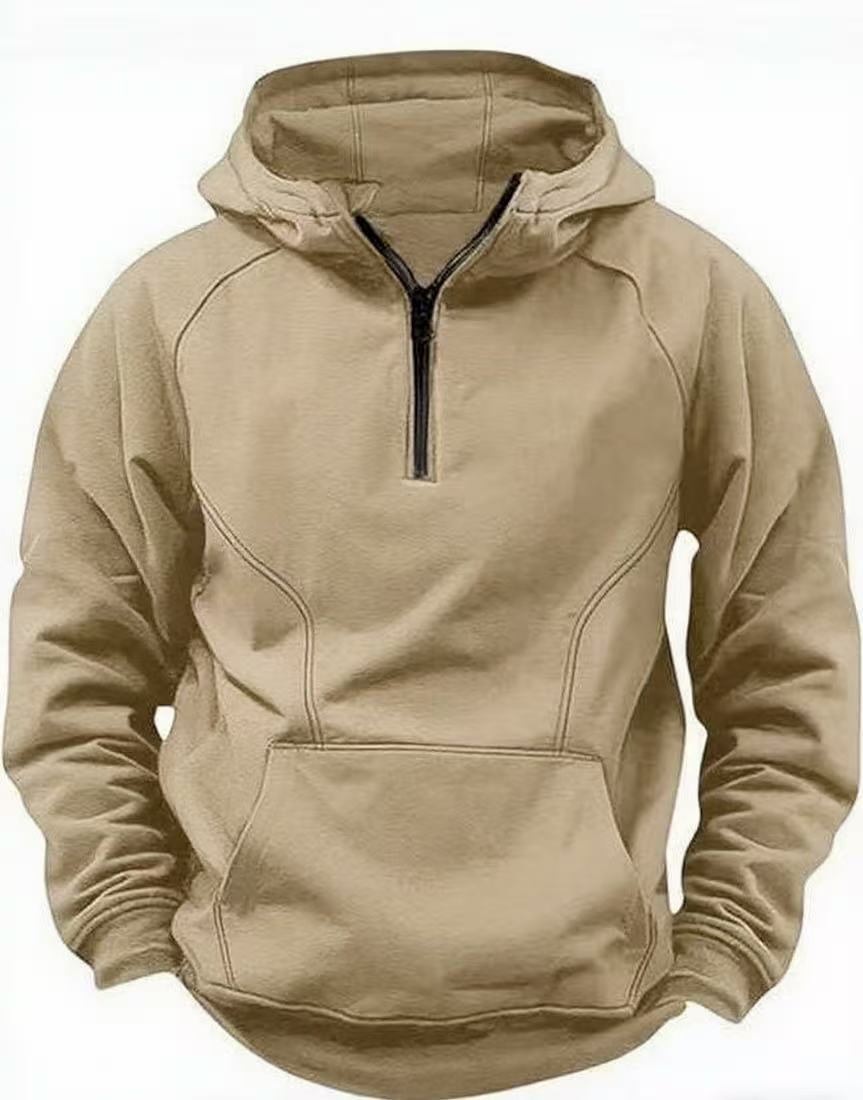 Hooded Retro Solid Color Distressed Sweater Long Sleeve Coat for men