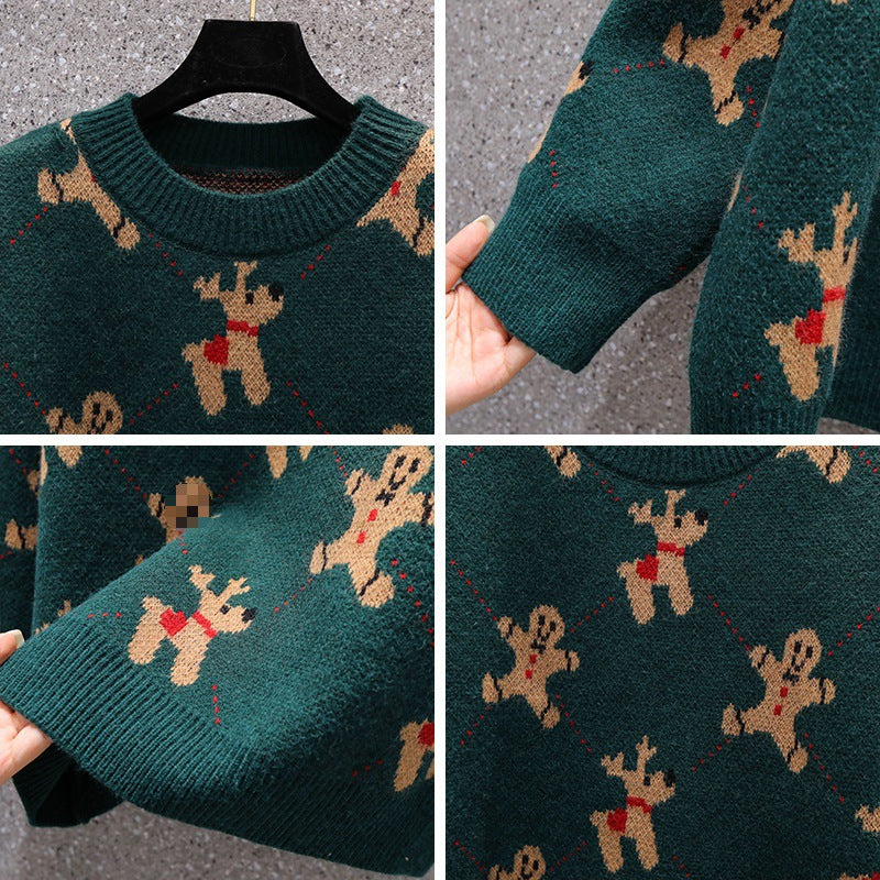 Christmas Red and green sweater Oversize Loose Bottoming for unisex