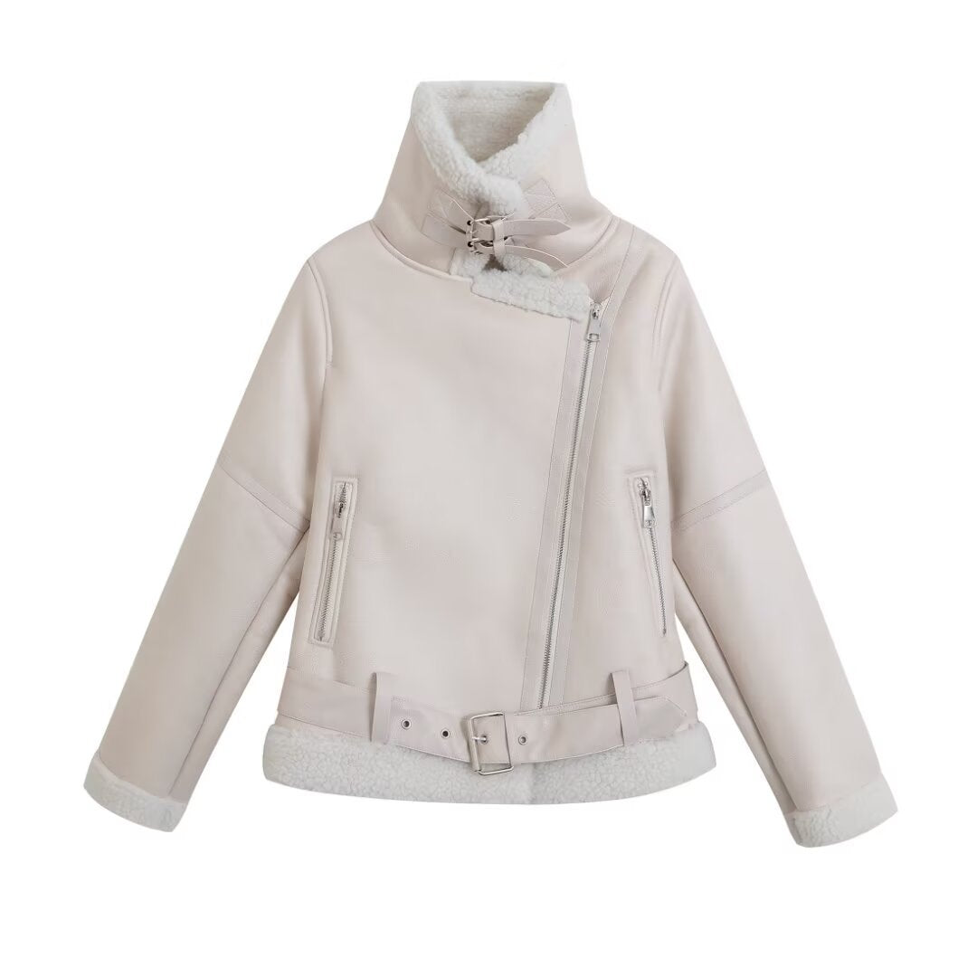 Women's Biker-style Cropped Casual Jacket