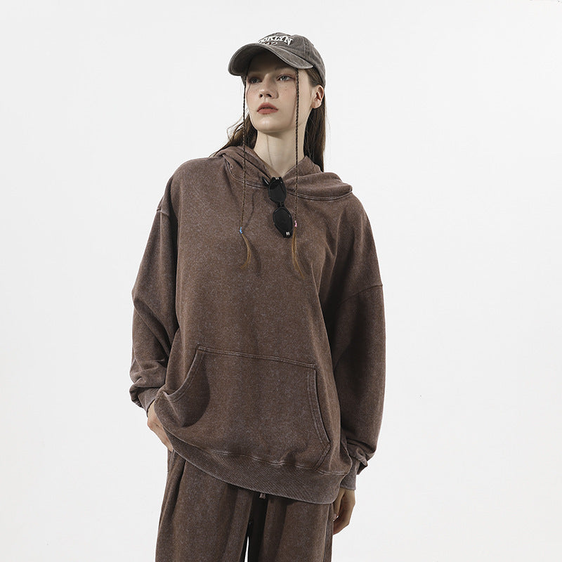 European And American Washed Hoodie Loose Outfit