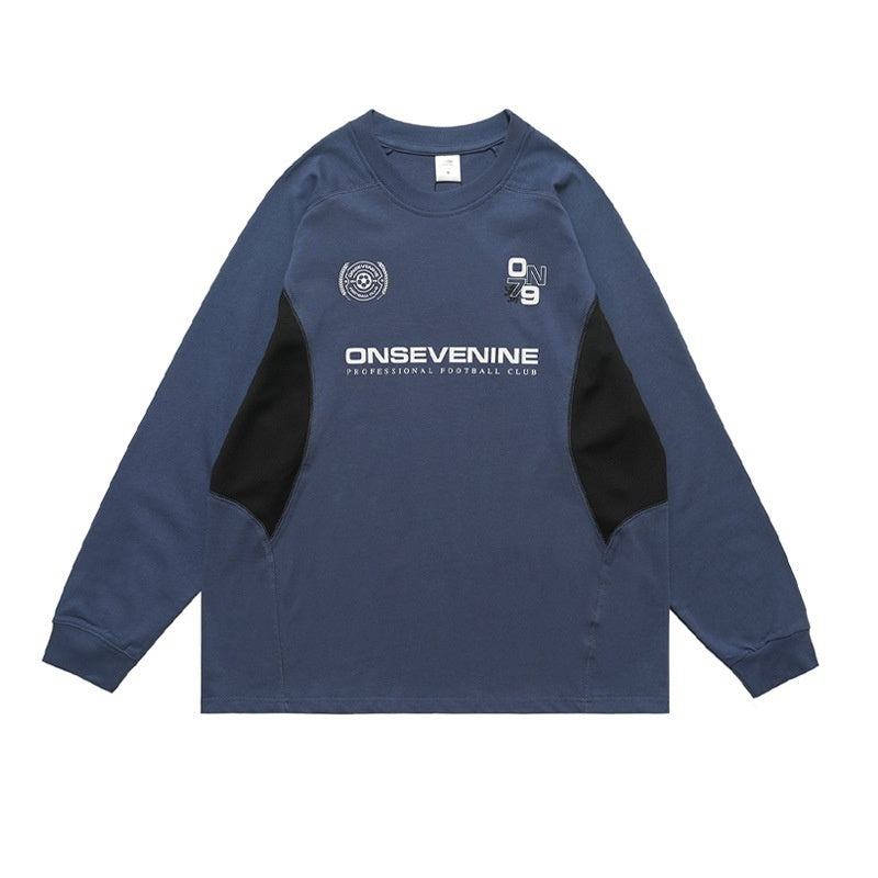 Retro Raglan Stitching Design Long-sleeved T-shirt Men Autumn Winter Coat