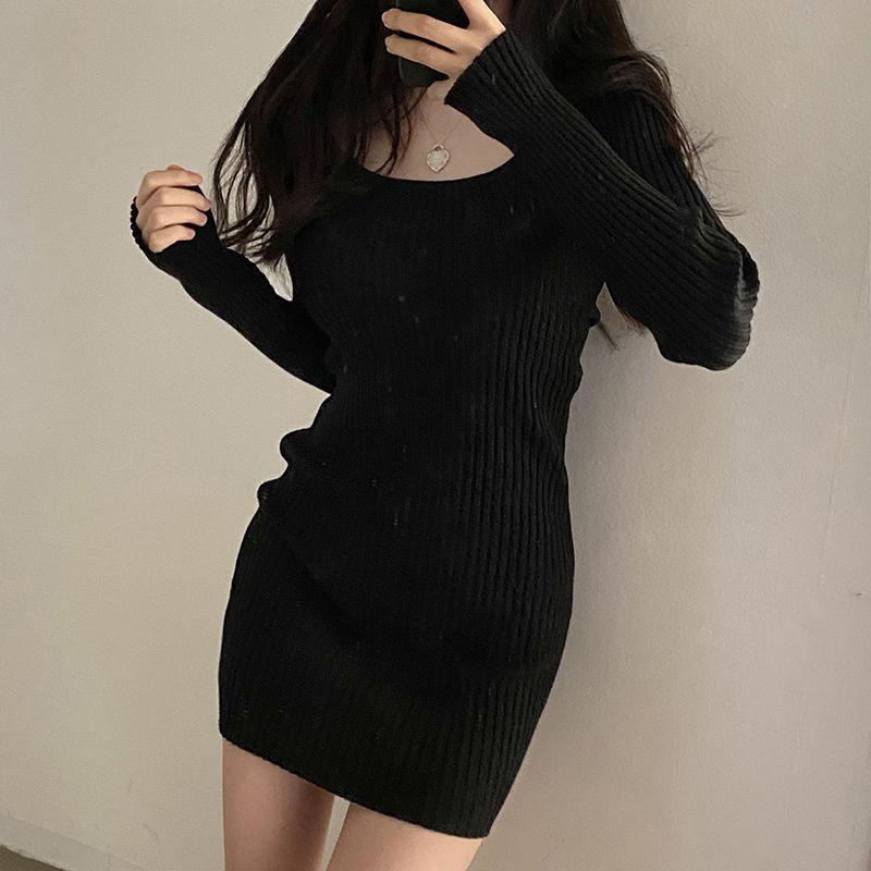 Retro Knitted Hip Skirt Slim Fit Slimming