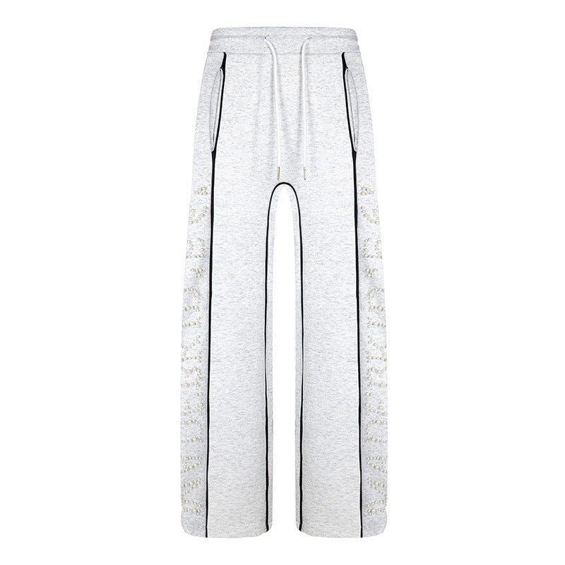 Loose Hot Diamond Letter Stripes Casual Sports Pants for men