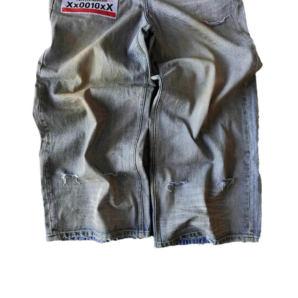 Harajuku Ripped Wide-leg Pants Retro Loose for men