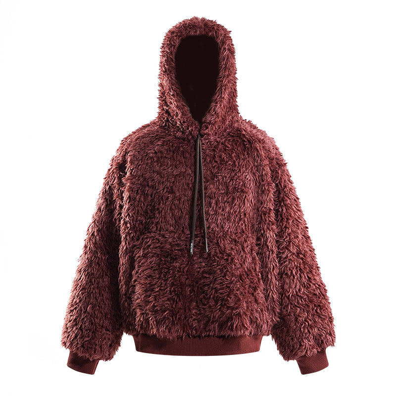 Fashion Plush Hooded Jacket Warm And Loose