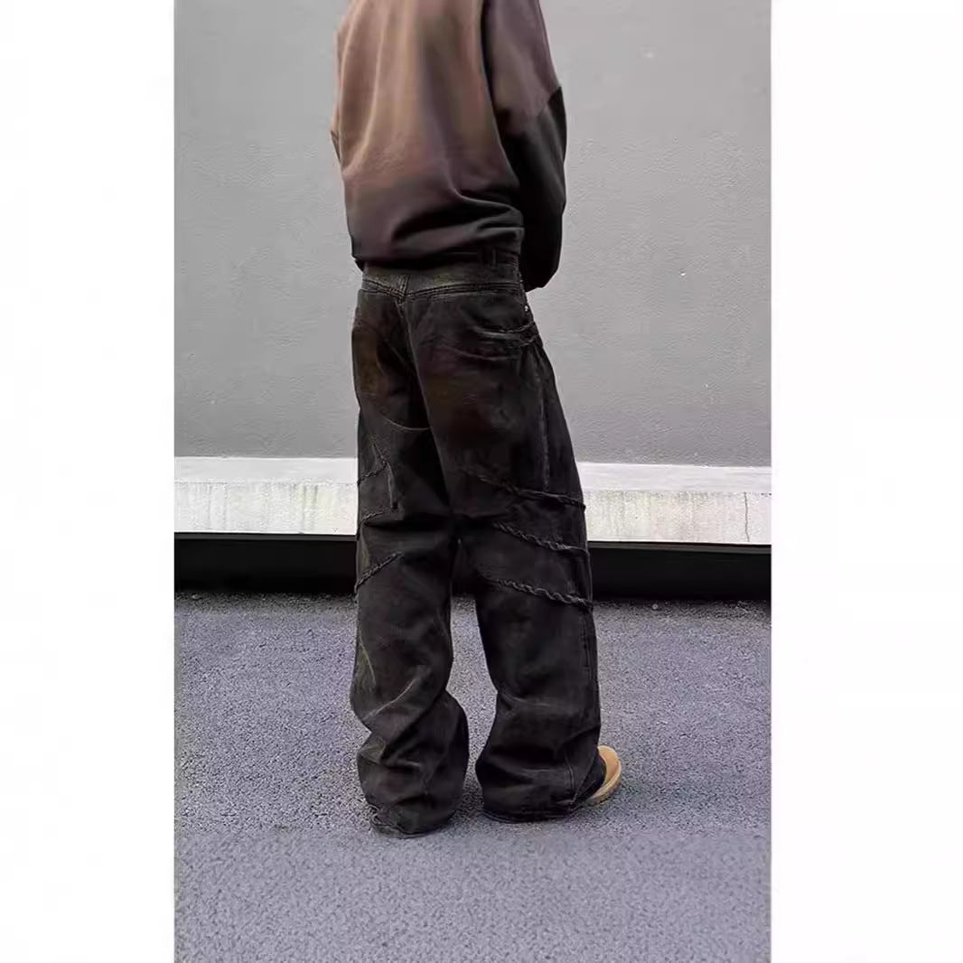 High Street Design Distressed and Dirty Waste-style Jeans for Men