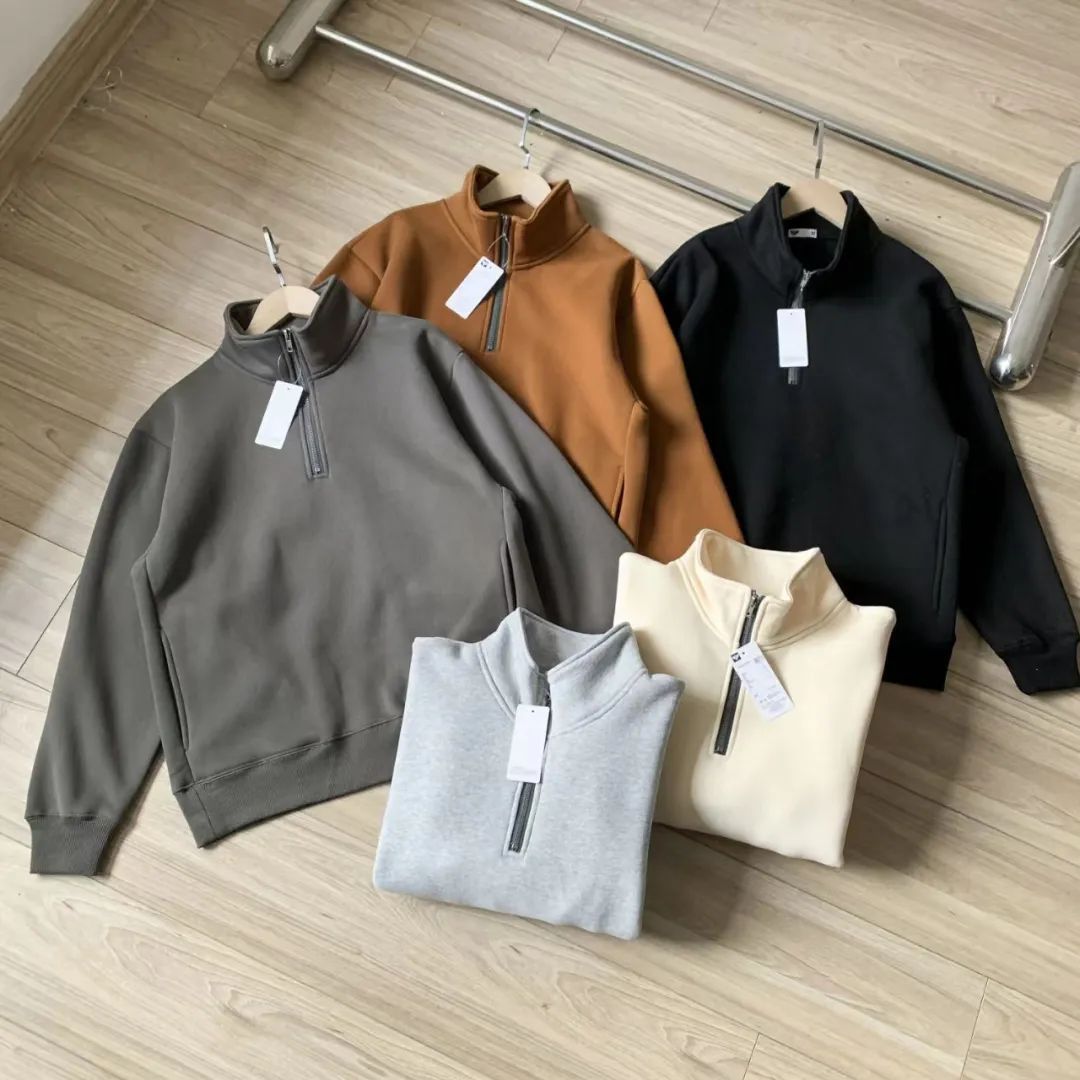 Men's Thick Loose Half Zipped Stand Collar Top