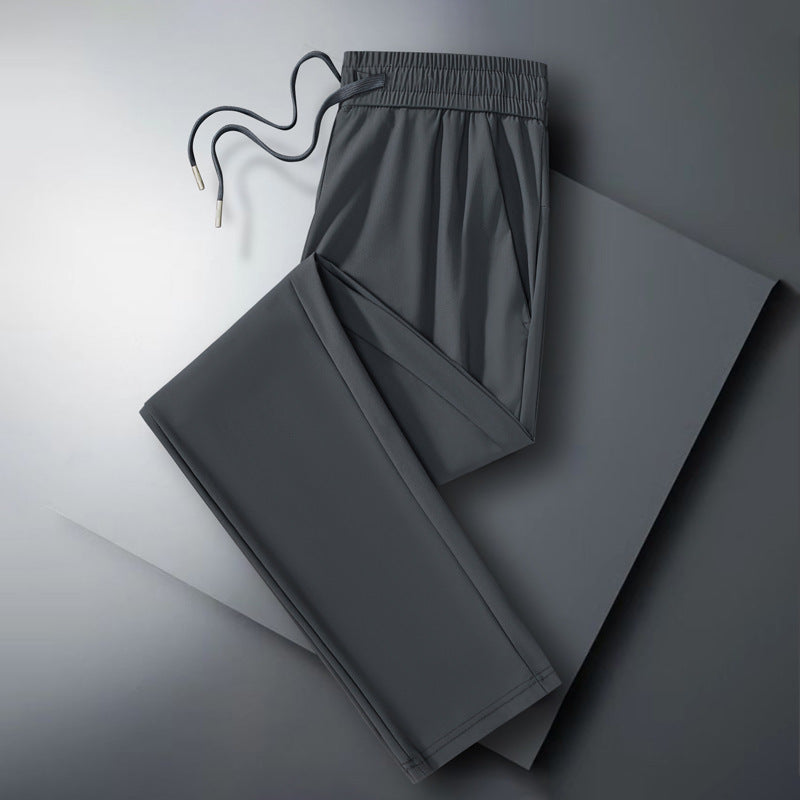 Summer Ice Silk Casual Pants Men's Thin Solid Color