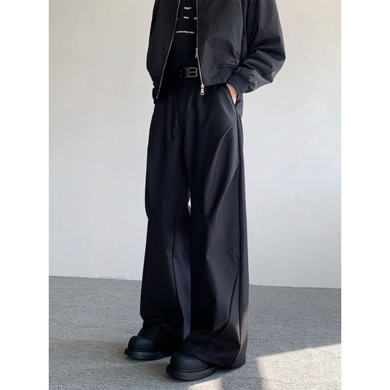 High-end All-match Black Suit Wide-leg Pants Men's Casual Loose