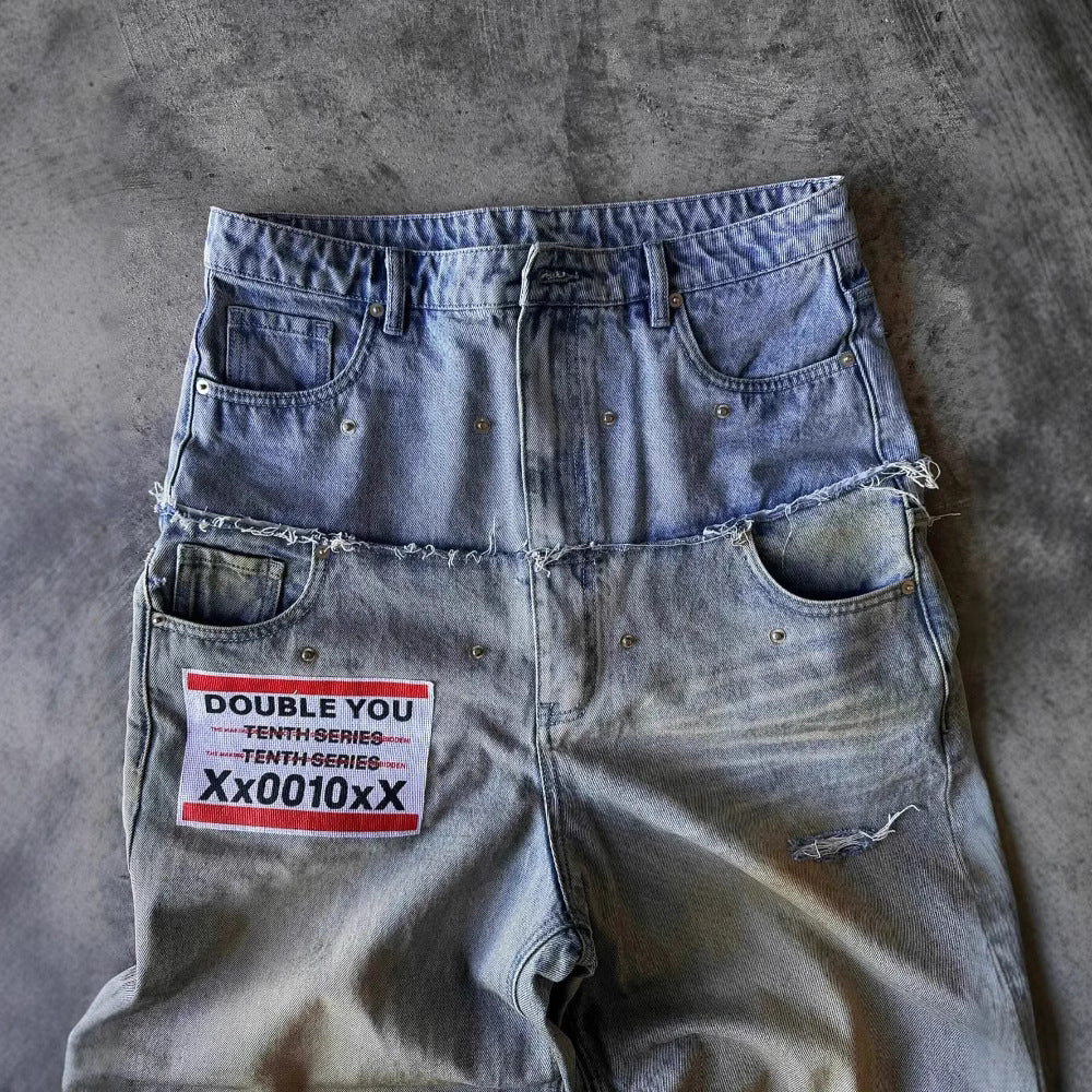 Harajuku Ripped Wide-leg Pants Retro Loose for men