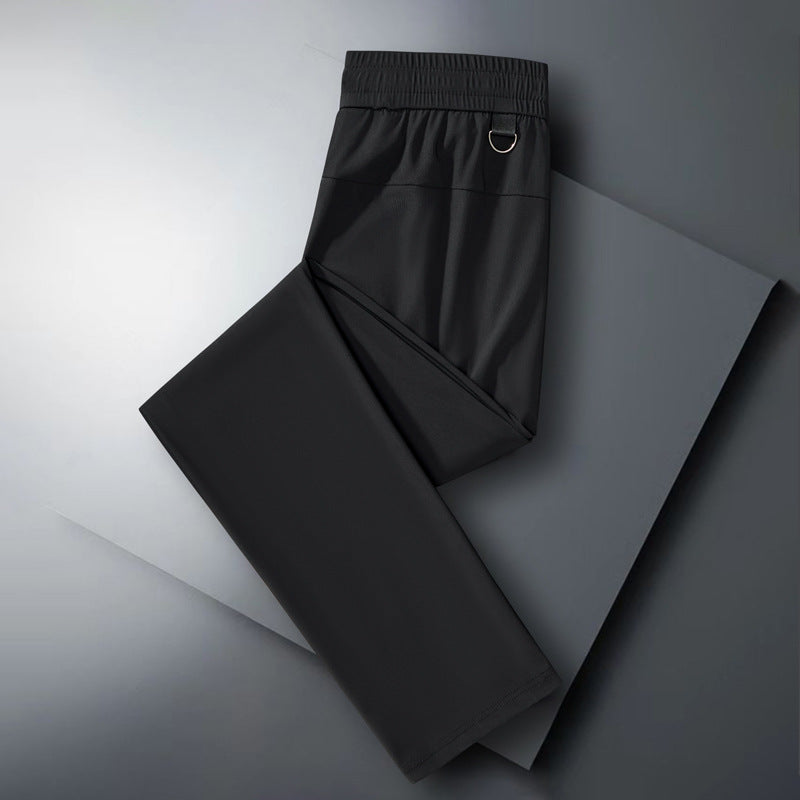 Summer Ice Silk Casual Pants Men's Thin Solid Color
