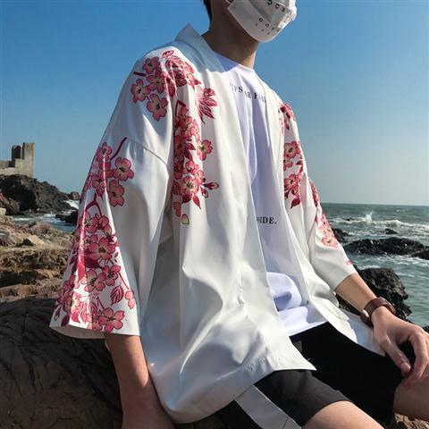 Robe Men's Loose Sun Protection Three-quarter Length Sleeves Cardigan Coat