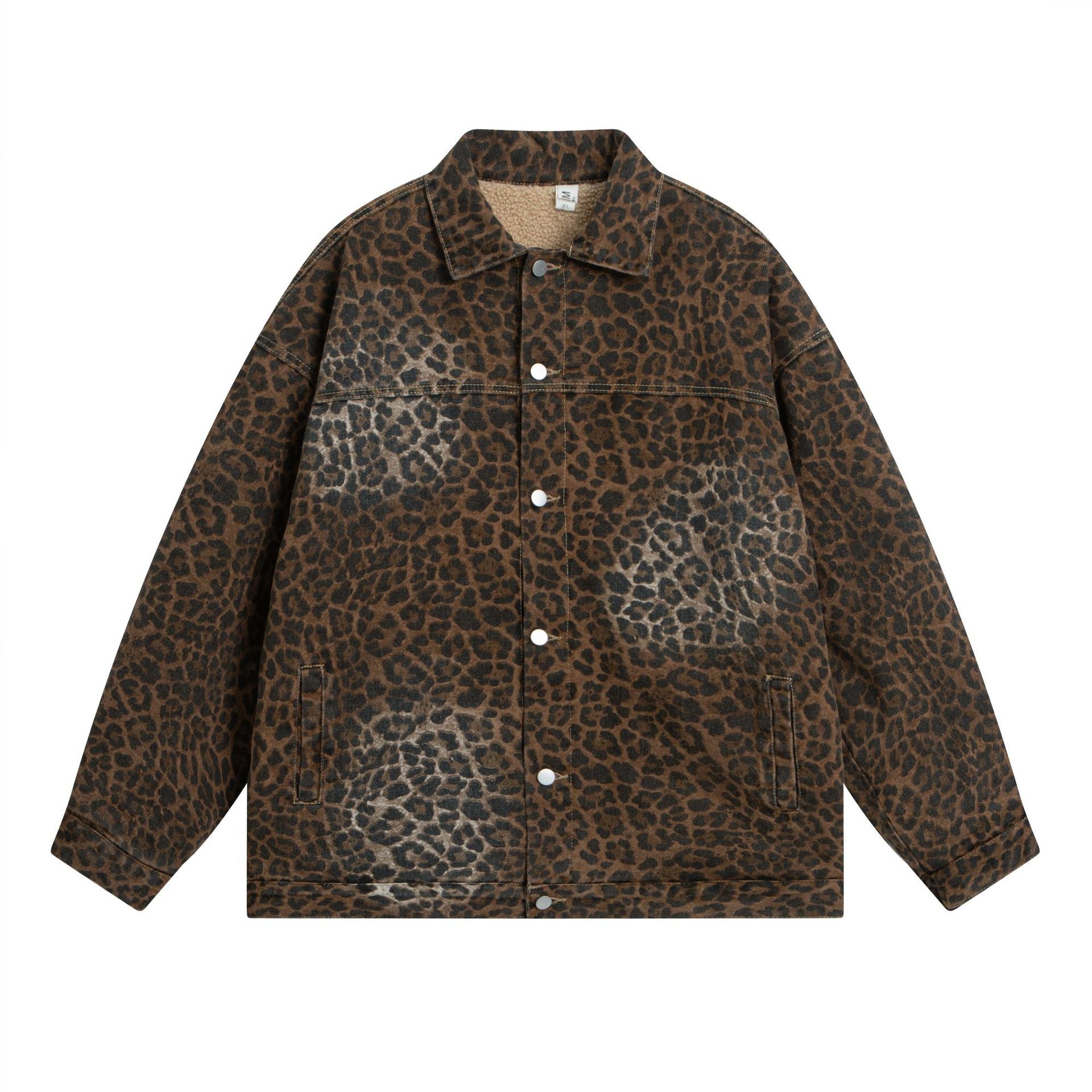 Vintage Leopard Print Thickened Loose Jacket Coat