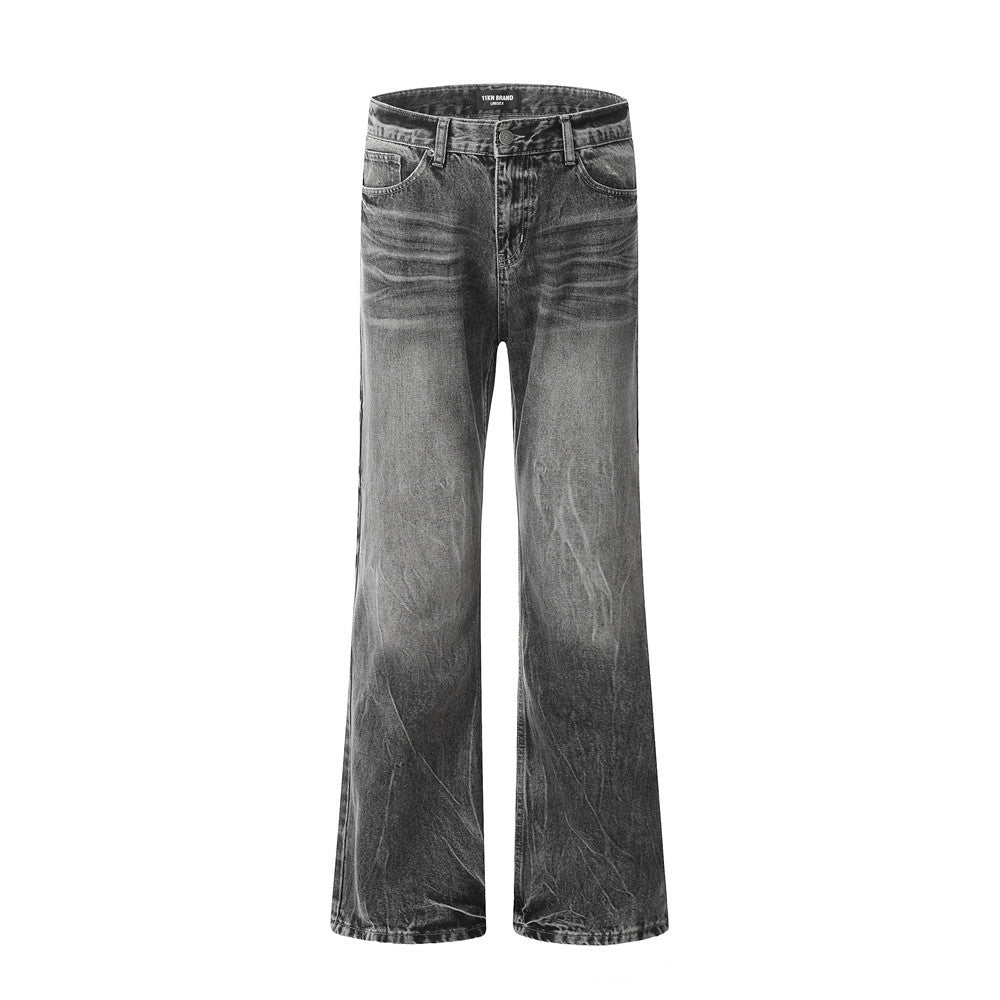 Heavy Industry Washed Old American Retro Straight-leg Denim Trousers Men
