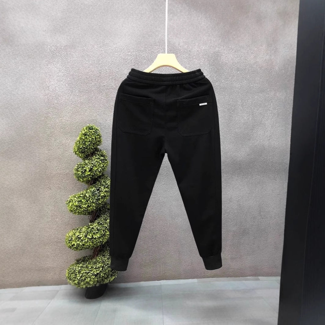 Simple Light Gray Men's Fashion Ankle-tied Sports Pants