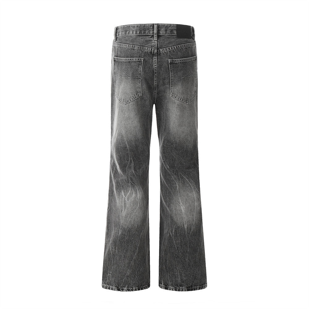 Heavy Industry Washed Old American Retro Straight-leg Denim Trousers Men
