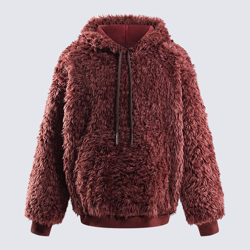 Fashion Plush Hooded Jacket Warm And Loose
