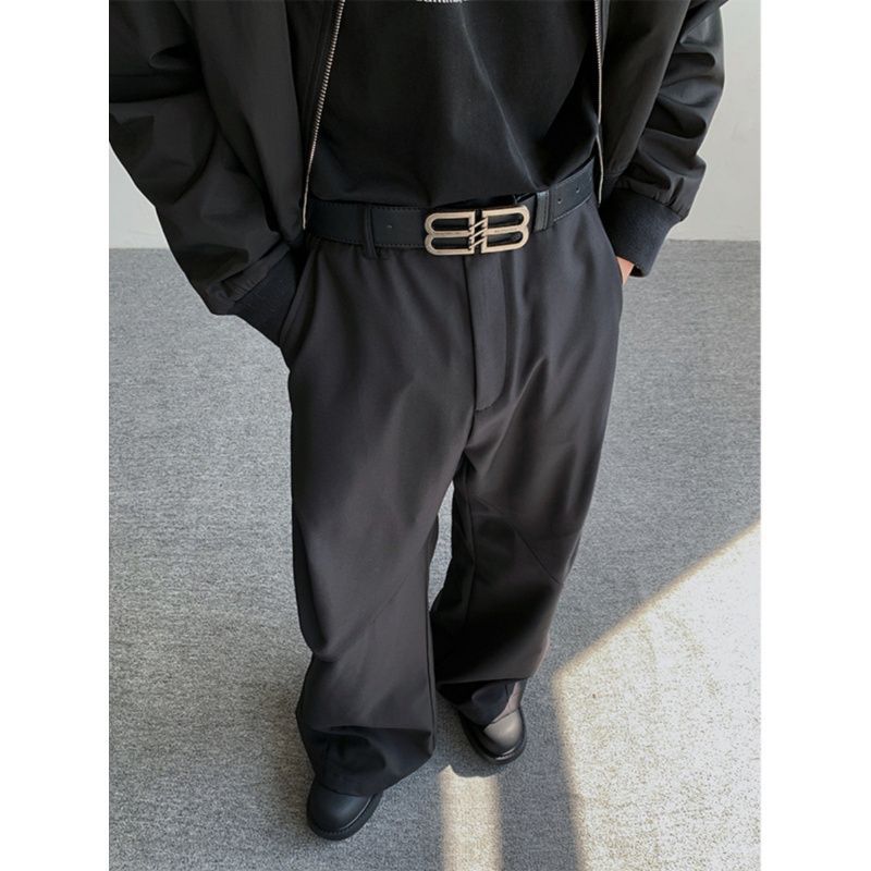 High-end All-match Black Suit Wide-leg Pants Men's Casual Loose