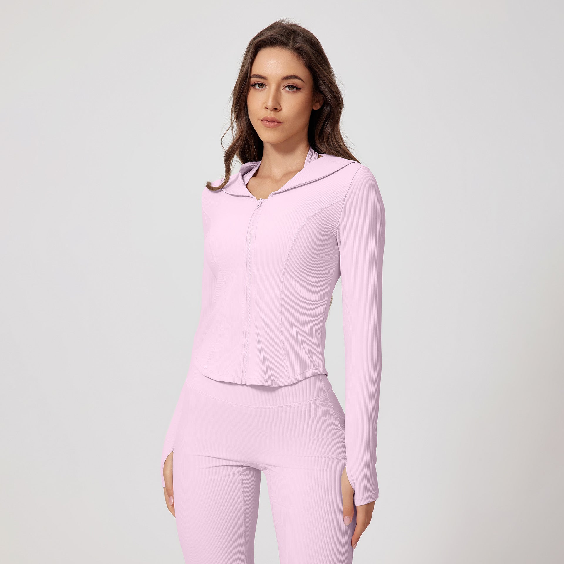 Threaded Long Sleeve Skinny Yoga Clothes