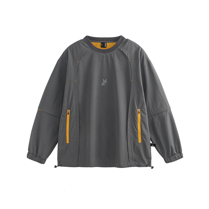 Contrast Color Zipper Breathable Detachable Three-in-one Functional Sweater