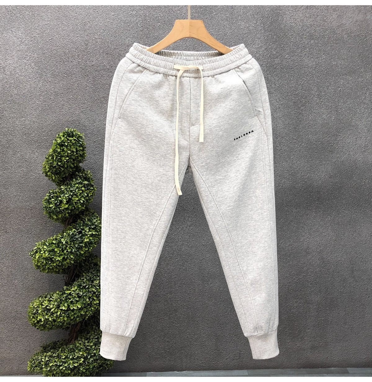 Simple Light Gray Men's Fashion Ankle-tied Sports Pants