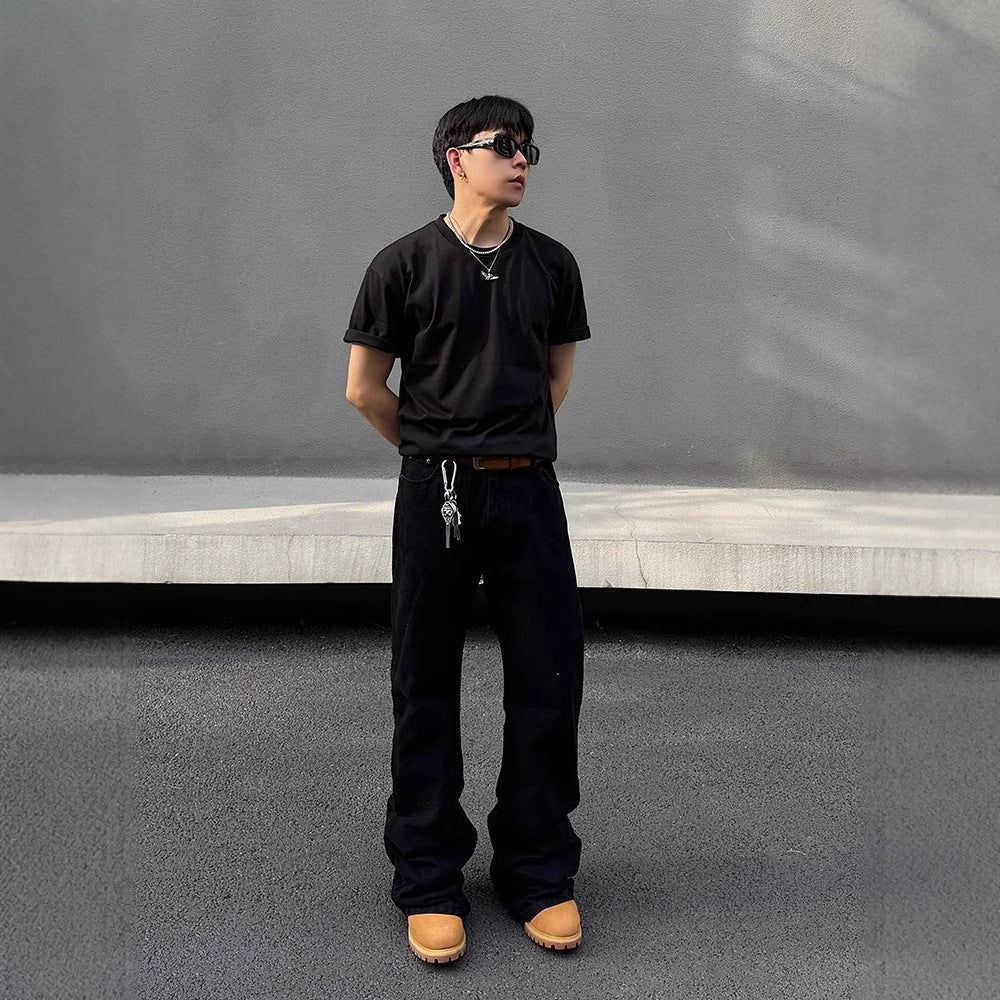 Retro Distressed Flattering Black Machete Skinny Jeans For Men