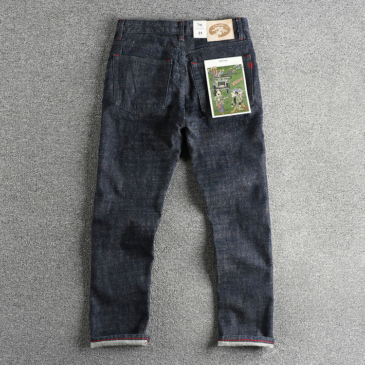 Heavy 14oz Bamboo High Cotton American Retro Jeans Men