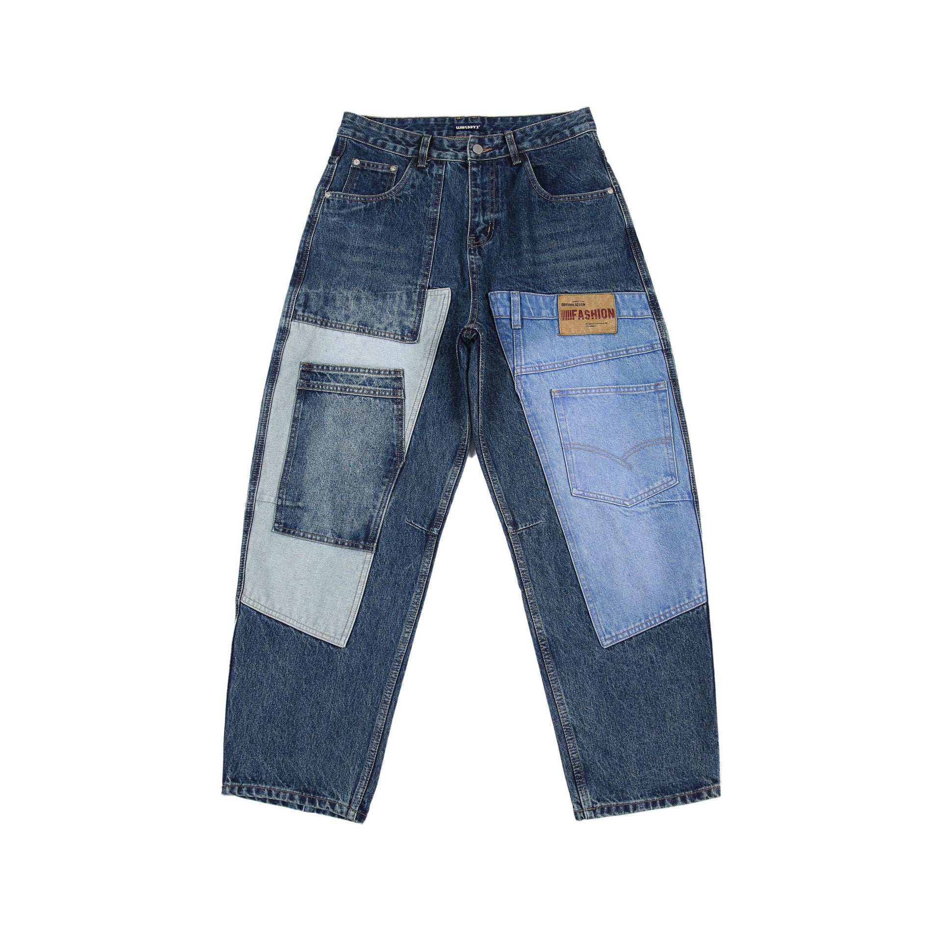 Retro Washed Heavy Ounce Deconstruction Patchwork Jeans