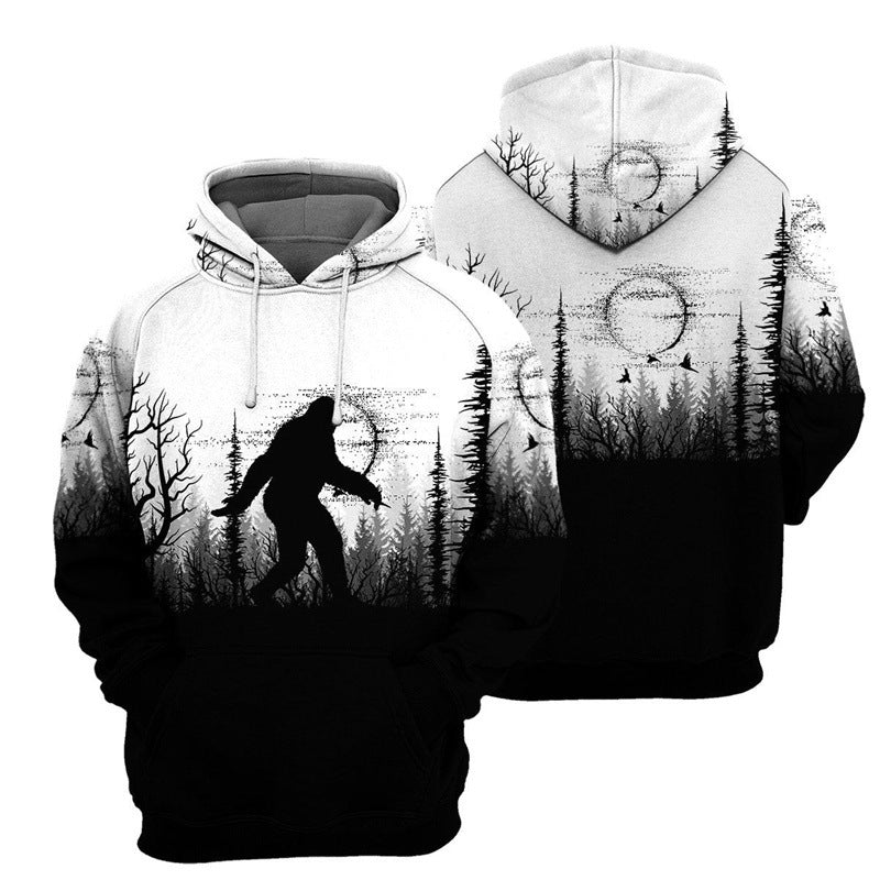 Funny Animal 3D Digital Printing Men's Leisure Pullover Hooded Sweater