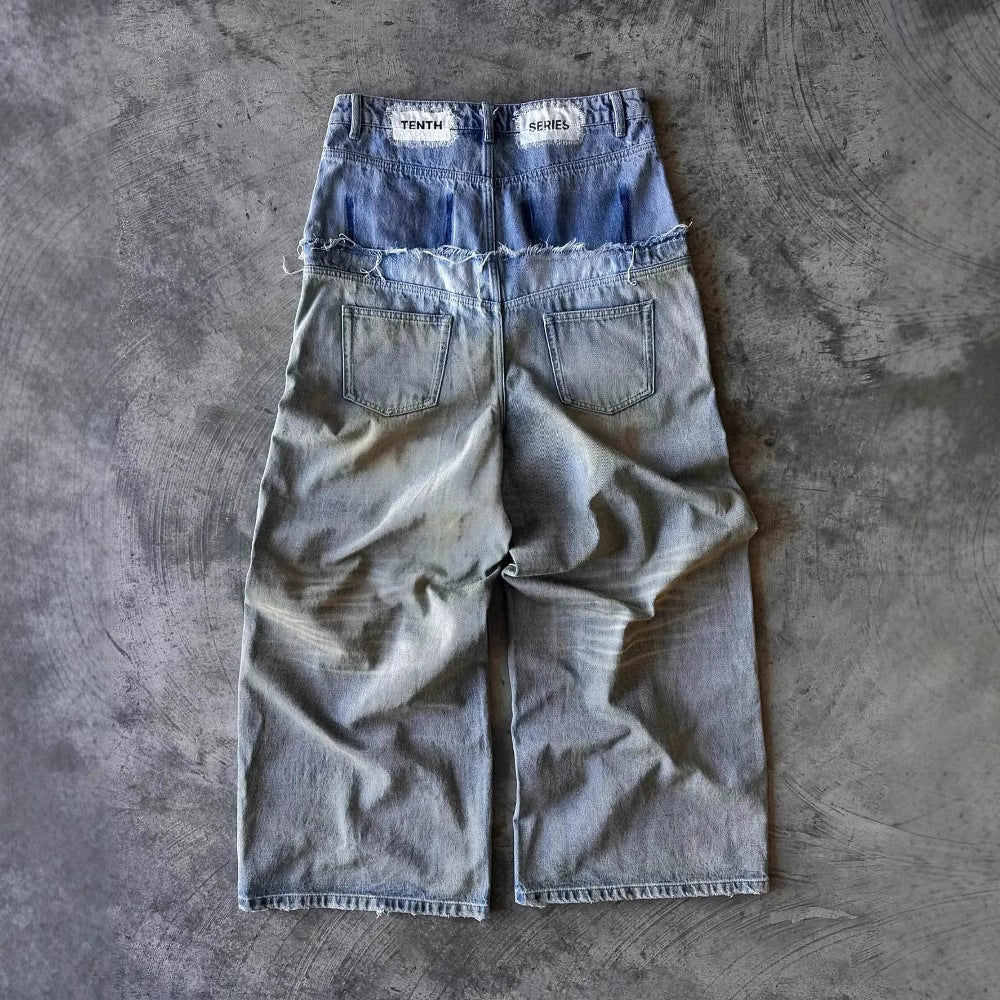 Harajuku Ripped Wide-leg Pants Retro Loose for men