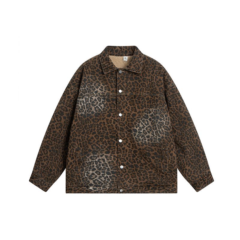 Vintage Leopard Print Thickened Loose Jacket Coat