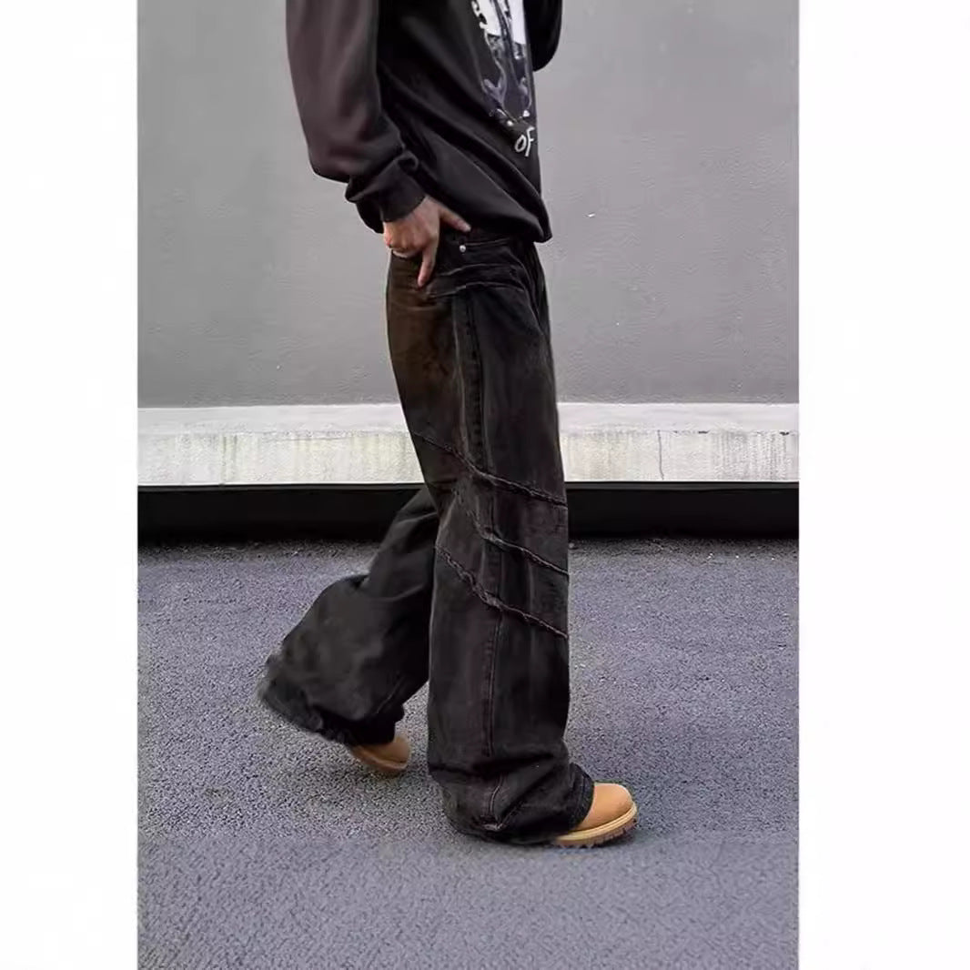 High Street Design Distressed and Dirty Waste-style Jeans for Men