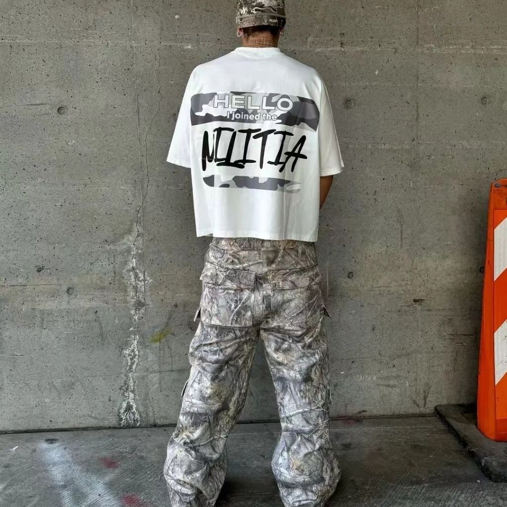 Retro Washed Multi-pocket Slacks Men's Fashion Drawstring Trousers