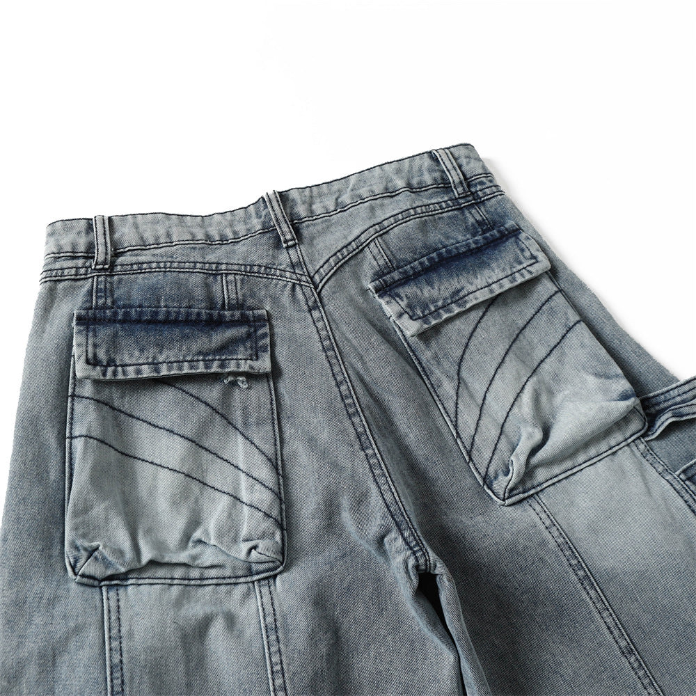 Old Washing Overalls Denim Trousers For Men