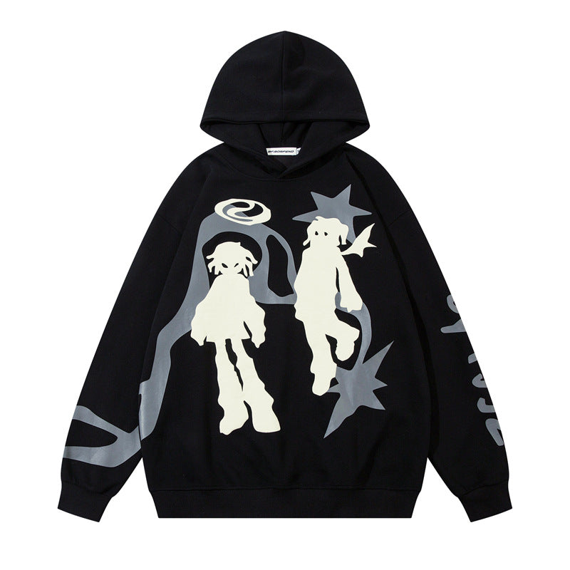 Creative Cartoon Foam Printed Hoodie Casual Top