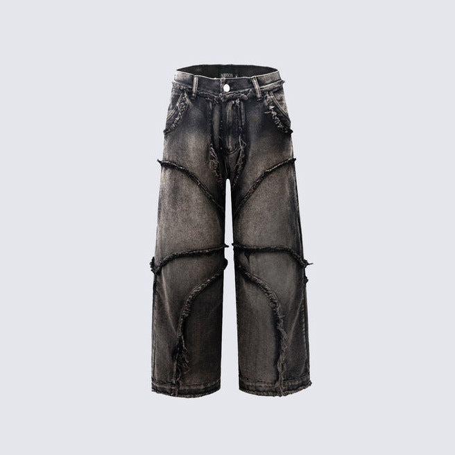Street Fashion Vintage Jeans Raw Edges Design for men