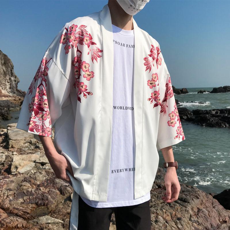 Robe Men's Loose Sun Protection Three-quarter Length Sleeves Cardigan Coat