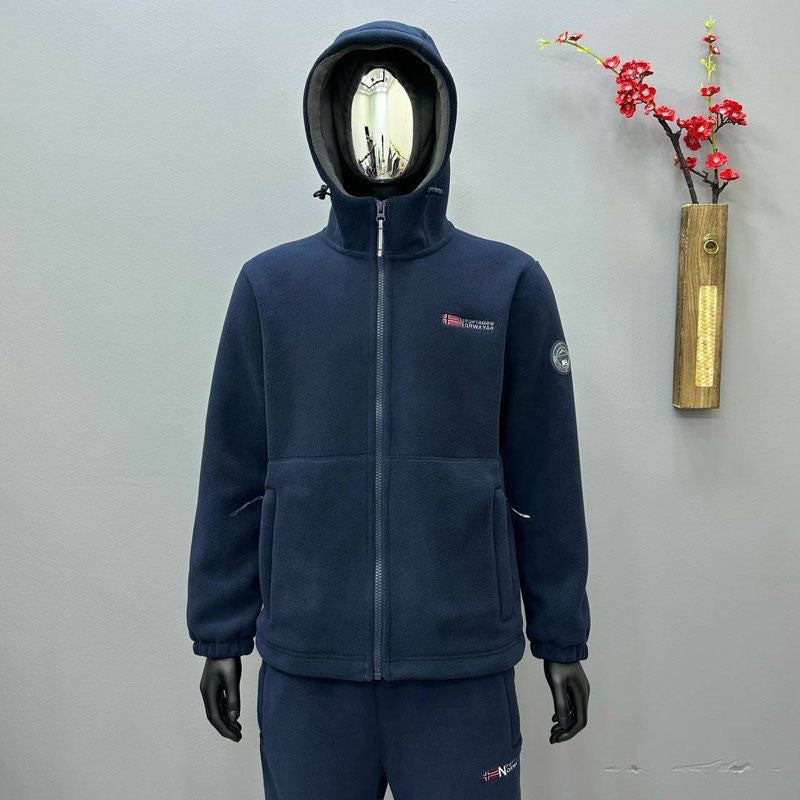Hooded Fleece-lined Thickened Men's Coat Jacket