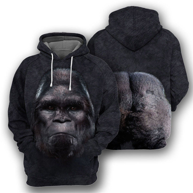 Funny Animal 3D Digital Printing Men's Leisure Pullover Hooded Sweater